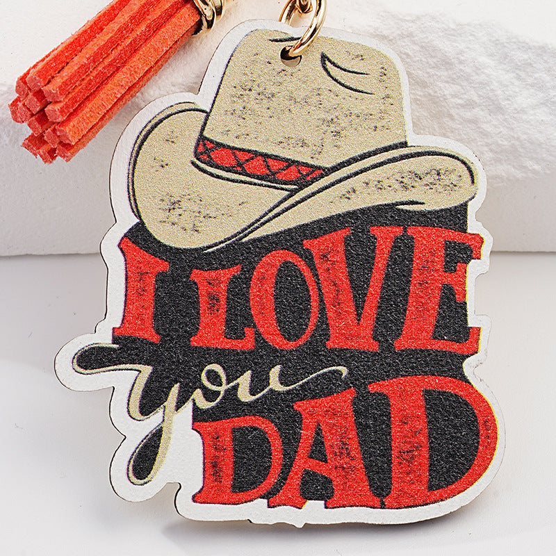 Wholesale Western Style Cowboy Hat Creative Father's Day English Keychain